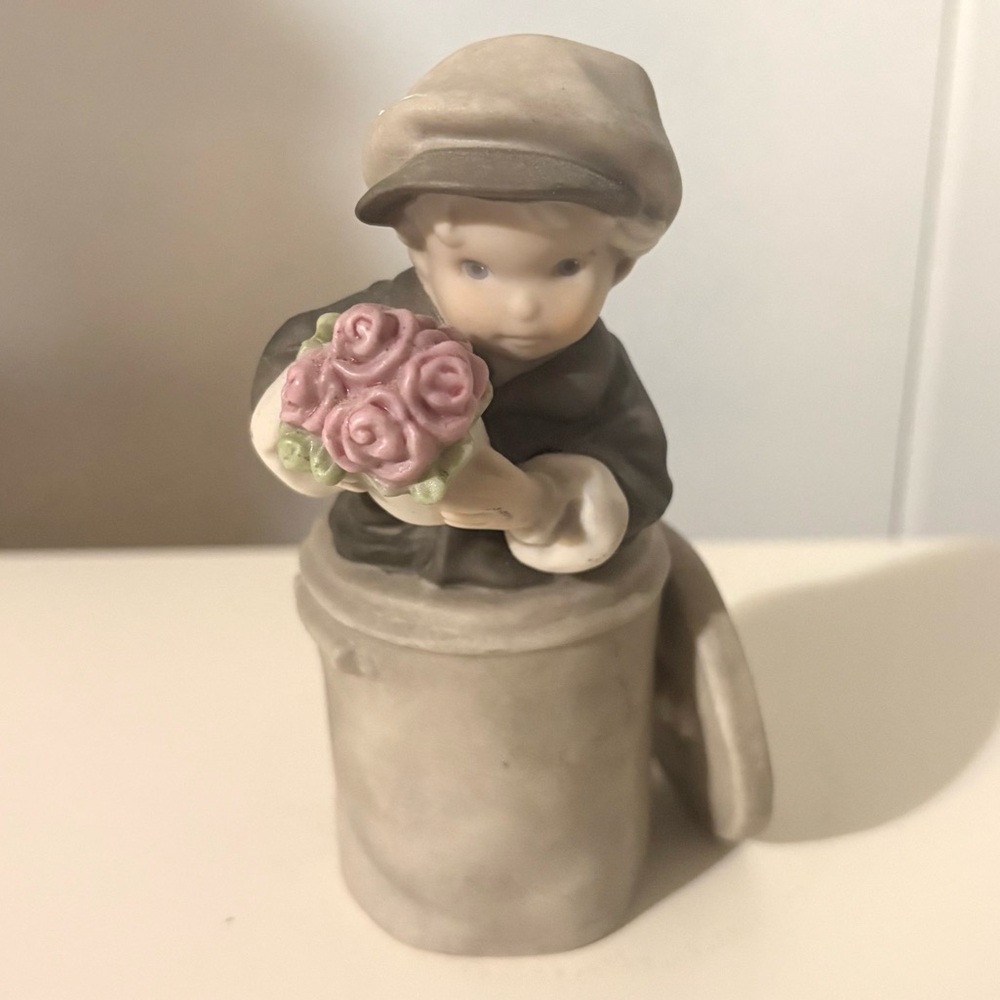 Charming Figurine with Pink Flowers